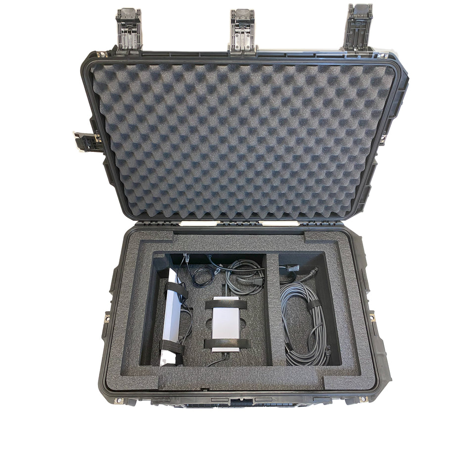 22144 – Rugged Travel Case with Custom Foam Insert to Hold Starlink Standard Flat Dish and Accessories, With AC and CAT6 Port(s)