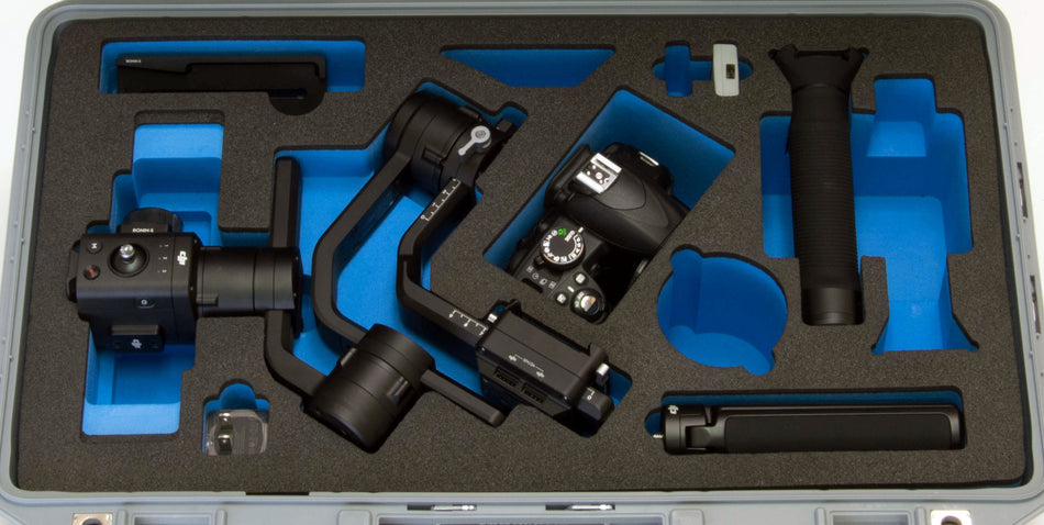 19058F - Black over Blue XP Foam Insert to Hold Ronin S for Pelican&#x2122; 1525 Case BASE FOAM ONLY